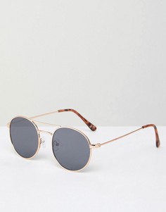 Круглые солнцезащитные очки в золотистой оправе Jeepers Peepers - Золотой
