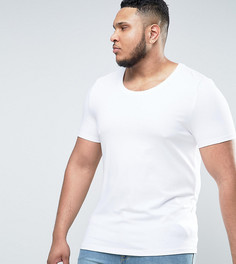 Белая обтягивающая футболка с овальным вырезом ASOS PLUS - Белый