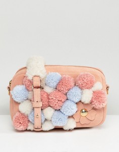 Розовая сумка через плечо с помпонами UGG Janey - Розовый