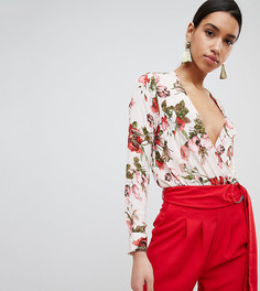 Боди с завязкой и цветочным принтом Missguided - Белый