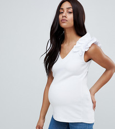 Трикотажный топ с оборками Mamalicious - Белый Mama.Licious