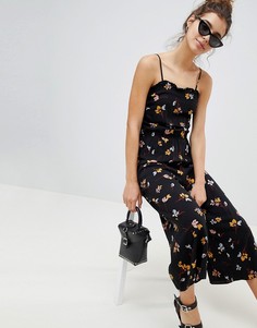 Комбинезон с принтом и решетчатой отделкой по бокам New Look - Черный