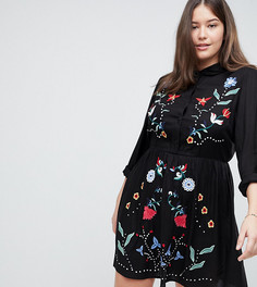 Платье-рубашка с вышивкой ASOS DESIGN Curve - Черный