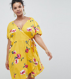 Платье с цветочным принтом и запахом Influence Plus - Желтый
