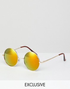 Круглые солнцезащитные очки в золотистой оправе Reclaimed Vintage Inspired эксклюзивно для ASOS - Золотой