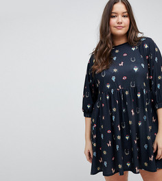 Свободное платье мини с принтом ASOS DESIGN Curve - Мульти