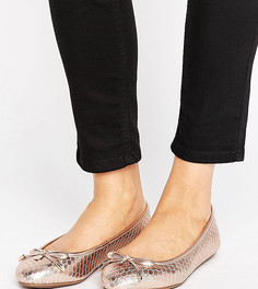 Балетки для широкой стопы цвета розового золота Dune London Wide Fit Rose Gold Ballerina Flat Shoe - Розовый
