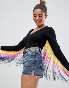 Боди с бахромой и эффектом омбре ASOS DESIGN - Черный