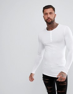 Белый обтягивающий лонгслив с воротом на пуговицах ASOS DESIGN - Белый