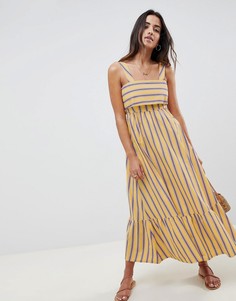 Платье макси в полоску с баской ASOS DESIGN - Мульти