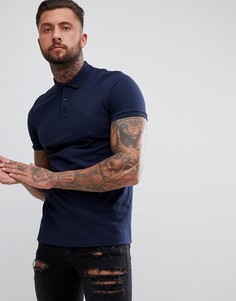 Темно-синяя футболка-поло с воротником на пуговицах ASOS DESIGN - Темно-синий