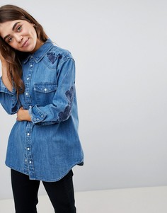 Джинсовая рубашка в стиле вестерн с вышивкой ASOS DESIGN - Синий