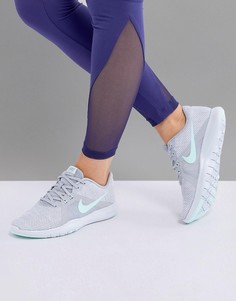 Серые кроссовки с галочками мятного цвета Nike Training - Серый