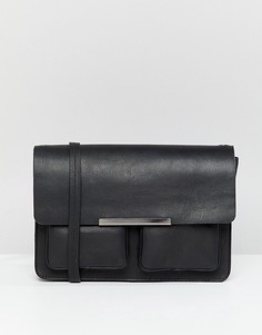 Кожаная структурированная сумка через плечо ASOS DESIGN - Черный