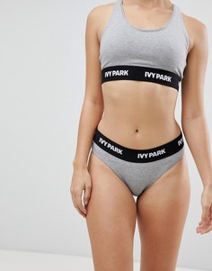 Комплект из бюстгальтера и трусов из хлопка Ivy Park - Серый