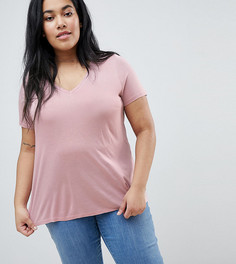 Футболка с V-образным вырезом ASOS DESIGN Curve - Розовый