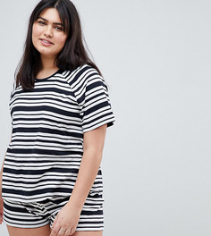 Комплект из футболки и шортов в полоску ASOS DESIGN Curve - Мульти