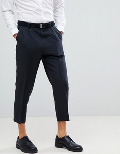 Черные суженные книзу брюки со складками ASOS DESIGN - Черный