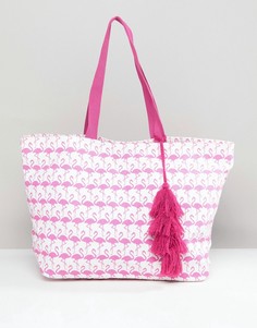 Пляжная сумка с принтом фламинго Chateau - Розовый