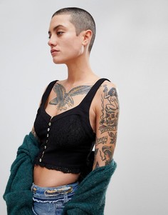 Кроп-топ на пуговицах Free People Here I Go - Черный