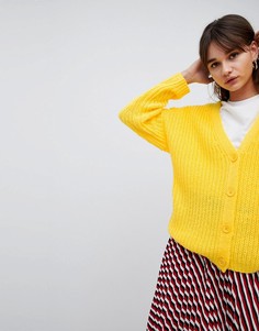 Оверсайз-кардиган в крупный рубчик с пуговицами ASOS DESIGN - Желтый