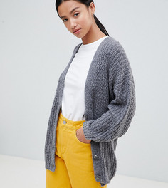 Свободный кардиган крупной вязки с пуговицами ASOS DESIGN Petite - Серый