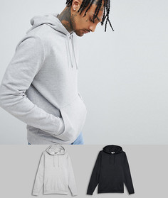 2 худи (черный/серый меланж) ASOS DESIGN - СКИДКА - Мульти