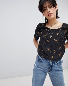 Шелковистый топ с принтом Maison Scotch - Розовый