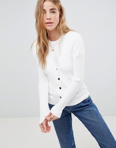 Кардиган в рубчик с пуговицами ASOS DESIGN - Кремовый