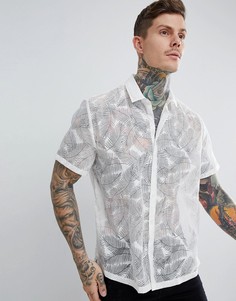 Белая oversize-рубашка с принтом перьев ASOS DESIGN - Белый