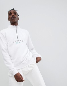 Белый свитшот с молнией 1/4 и вышитым логотипом Parlez - Белый