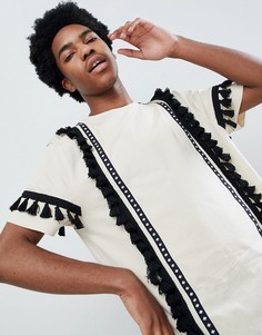 Свободная удлиненная футболка с декоративной отделкой ASOS DESIGN - Белый