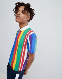 Свободная футболка-поло в разноцветную полоску ASOS DESIGN - Мульти