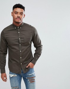 Эластичная джинсовая рубашка узкого кроя ASOS - Зеленый