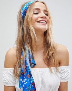 Синий шарф с цветочным принтом ASOS - Мульти
