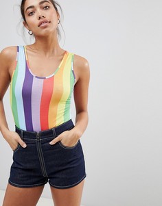 Боди в разноцветную полоску PrettyLittleThing - Мульти