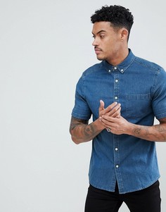 Облегающая эластичная джинсовая рубашка ASOS DESIGN - Синий