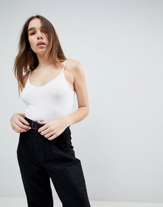 Боди на бретельках в рубчик ASOS - Белый