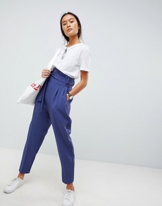 Суженные книзу брюки с завышенной талией и широкими штанинами ASOS DESIGN - Синий