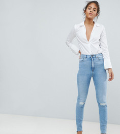 Выбеленные узкие джинсы в винтажном стиле с завышенной талией ASOS DESIGN Tall - Синий