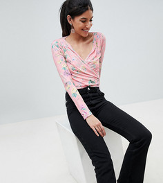 Боди с запахом и цветочным принтом ASOS DESIGN Tall - Мульти