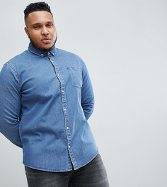 Выбеленная джинсовая рубашка узкого кроя ASOS DESIGN plus - Синий