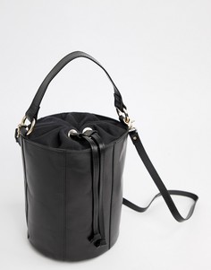 Кожаная сумка-бочонок через плечо ASOS DESIGN - Черный