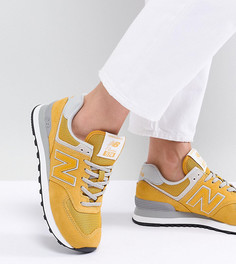 Желтые замшевые кроссовки New Balance 574 - Золотой