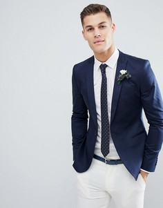 Темно-синий супероблегающий блейзер ASOS DESIGN Wedding - Темно-синий