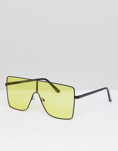 Солнцезащитные очки-маска в черной металлической оправе с желтыми стеклами ASOS - Черный