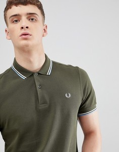 Темно-зеленая футболка-поло с контрастной отделкой Fred Perry - Зеленый
