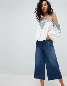 Блузка с открытыми плечами и вышивкой Free People Vacay Vibin - Белый
