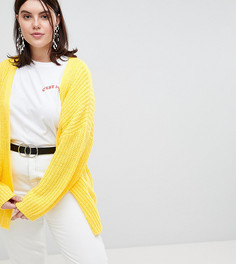 Оверсайз-кардиган крупной вязки в рубчик на пуговицах ASOS DESIGN Curve - Желтый