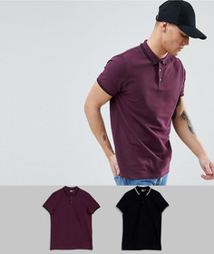 2 поло из пике с отделкой на воротнике ASOS DESIGN - СКИДКА - Мульти
